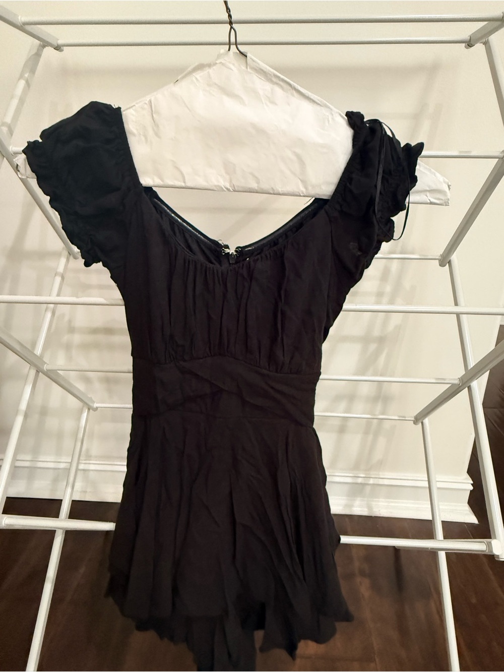 Altar’d State Black Women's Short Sleeve V-Neck Dress with tie back - Size XS